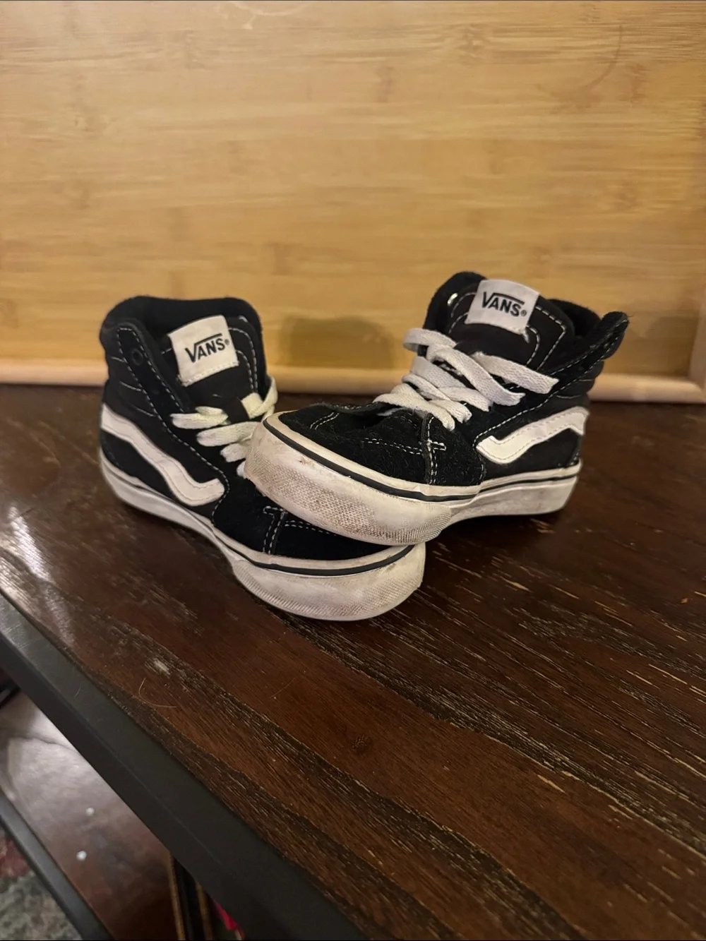Vans Kids Black and White High-Top Skate Sneakers